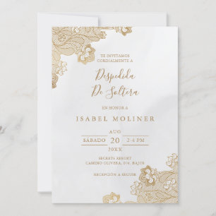 Gold Foil Lace Verziertes Spanisches Brautparty Einladung