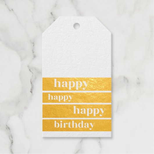 Gold Foil Large - "Happy Birthday" Geschenkanhänger (Vorderseite)