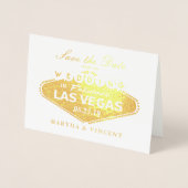Gold Foil Las Vegas Sign Wedding Save the Date Folienkarte (Vorderseite)