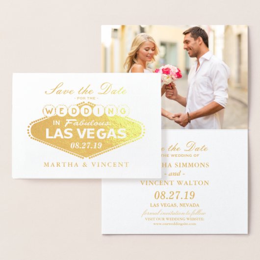 Gold Foil Las Vegas Sign Wedding Save the Date Folienkarte (Anzeige)