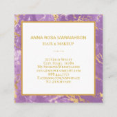 *~* Gold Foil Lavendel Marble Modern Luxe Girly Quadratische Visitenkarte (Rückseite)