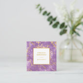 *~* Gold Foil Lavendel Marble Modern Luxe Girly Quadratische Visitenkarte (Stehend Vorderseite)