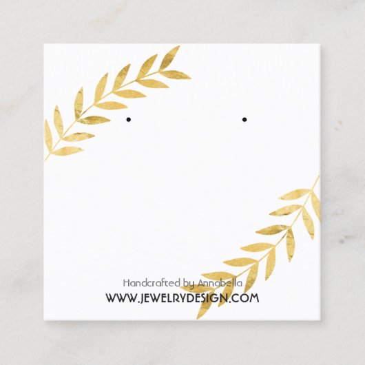 Gold Foil Leaf Earring Jewelry Display Custom Quadratische Visitenkarte (Vorderseite)