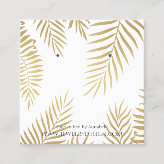 Gold Foil Leaf Earring Juwelier Display Custom Quadratische Visitenkarte (Vorderseite)