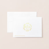 Gold Foil Leaf Rahmen Frau Wedding Dankeschön Kart Folienkarte (Rückseite mit Umschlag)