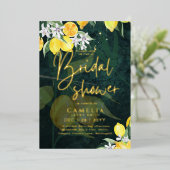 Gold Foil Lemon Zest BRAUTPARTY QR Code Folieneinladung (Stehend vorne)