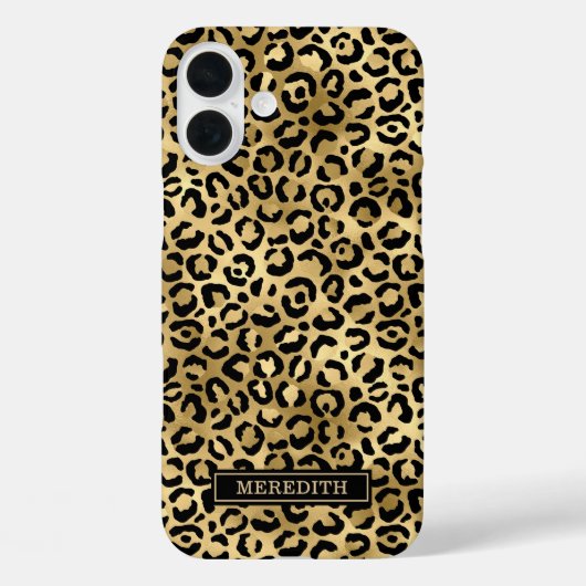 Gold Foil Leopard Print Monogrammed Case-Mate iPhone Hülle (Rückseite)