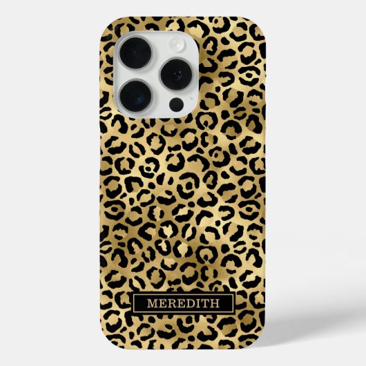 Gold Foil Leopard Print Monogrammed Case-Mate iPhone Hülle (Rückseite)