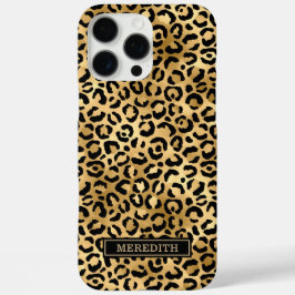 Gold Foil Leopard Print Monogrammed iPhone 16 Pro Max Hülle