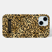 Gold Foil Leopard Print Monogrammed Case-Mate iPhone Hülle (Rückseite (Horizontal))