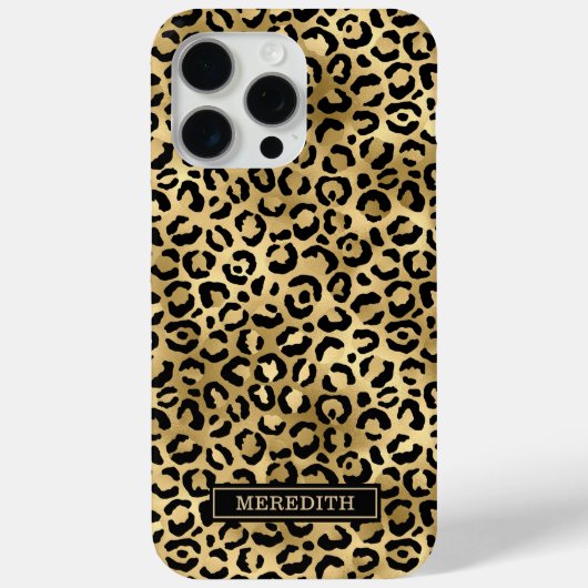 Gold Foil Leopard Print Monogrammed  Case-Mate iPhone Hülle (Rückseite)