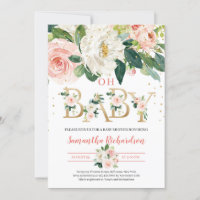 Gold Foil Letters Rustikales Blush Pink Floral Bab