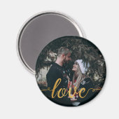 Gold Foil Liebe Calligraphy Custom Foto Magnet (Vorderseite/Rückseite)