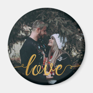 Gold Foil Liebe Calligraphy Custom Foto Magnet