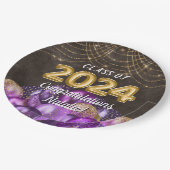 Gold Foil Lila Balloons Class of 2024 Abschluss Pappteller (Schrägansicht)