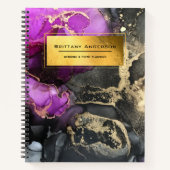 Gold Foil Lila Black Marbling Business Planner Notizblock (Vorderseite)