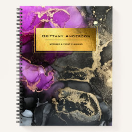 Gold Foil Lila Black Marbling Business Planner Notizblock