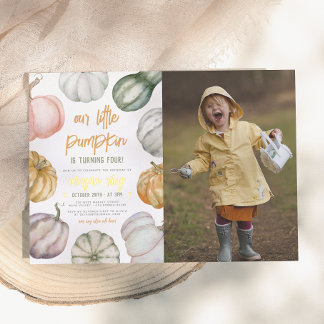Gold Foil Little Pumpkin Boho Birthday Party Foto Folieneinladung