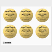 Gold Foil Look Gastgeschenk Hochzeit Danke Label Runder Aufkleber (Blatt)