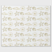 Gold Foil Look Muscheln Chic Beach Elegante Geschenkpapier (Flach)