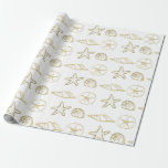 Gold Foil Look Muscheln Chic Beach Elegante Geschenkpapier<br><div class="desc">Sonderverpackungspapier</div>