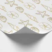 Gold Foil Look Muscheln Chic Beach Elegante Geschenkpapier (Ecke)
