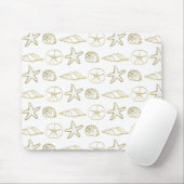 Gold Foil Look Muscheln Chic Beach Elegante Mousepad (Mit Mouse)