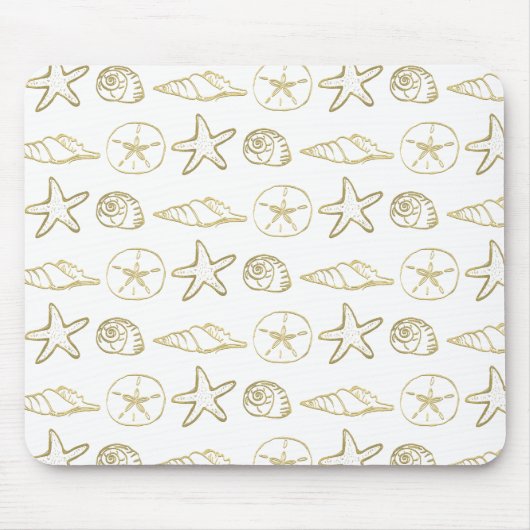 Gold Foil Look Muscheln Chic Beach Elegante Mousepad (Vorne)