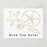 Gold Foil Look Muscheln Chic Beach Save the Date