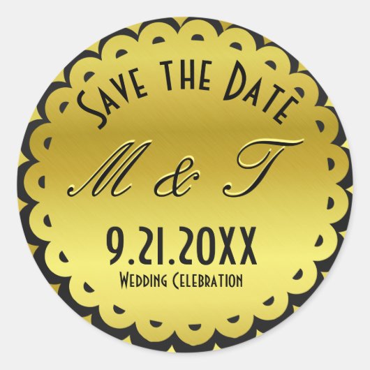 Gold Foil Look Save the Date Siegel Runder Aufkleber (Vorderseite)