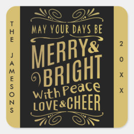 Gold Foil Look Typografy Holiday Stickers