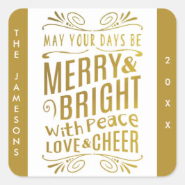 Gold Foil Look Typografy Holiday Stickers