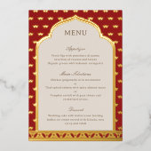 Gold Foil Lotus Blume Indian Wedding Menu Card Folieneinladung (Vorderseite)