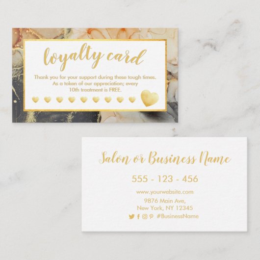 Gold Foil Loyalty Card Orange Grau Schwarz Treuekarte (Vorne/Hinten)