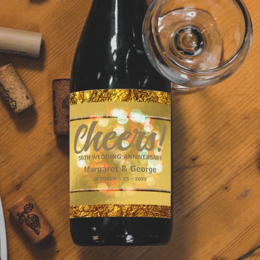 Gold Foil Luxury Glam 50th Wedding Jubiläum Weinetikett