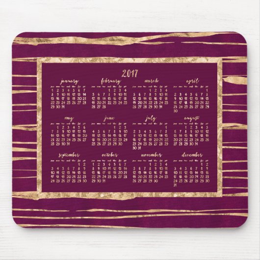 Gold Foil Magenta Jahreskalender 2017 Mauspads (Vorne)