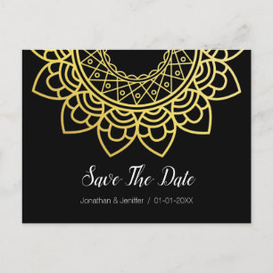 Gold Foil Mandala Blume Save the Date Ankündigungspostkarte