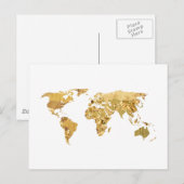 Gold Foil Map Postkarte (Vorne/Hinten)