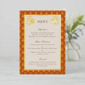 Gold Foil Marigold Blume Wedding Menu Card Folieneinladung (Stehend vorne)