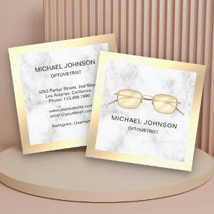 Gold Foil Marmor Eyeglassys Augenarzt Optometriker Quadratische Visitenkarte