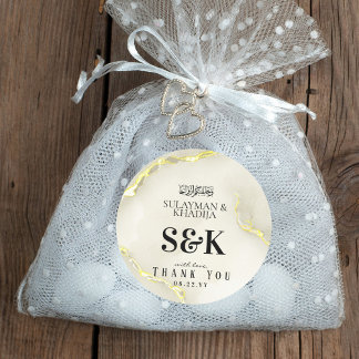 Gold Foil Marmor Texture Islamic Wedding Vielen Da Runder Aufkleber