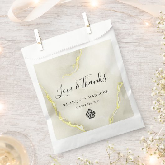 Gold Foil Marmor Texture Liebe & Dank Hochzeit Geschenktütchen (Ausgeschnitten)