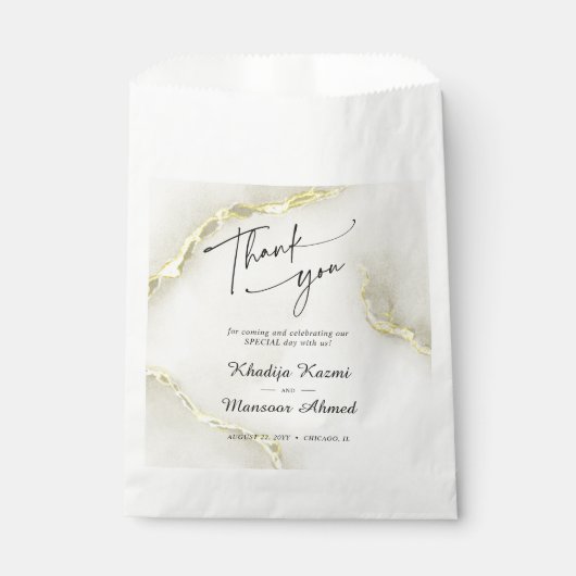 Gold Foil Marmor Texture Wedding Vielen Dank Geschenktütchen (Vorderseite)