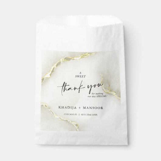 Gold Foil Marmor Texture Wedding Vielen Dank Geschenktütchen (Vorderseite)
