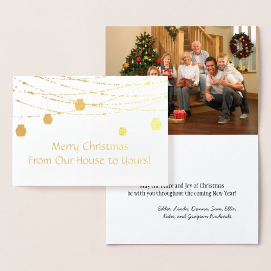 Gold Foil Mason Jar String Lights Foto Weihnachten Folienkarte (Anzeige)