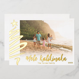Gold Foil Mele Kalikimaka Foto Card Folien Feiertagskarte