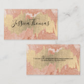 Gold Foil Metallic Scribble | Orange Marble Visitenkarte (Vorne/Hinten)