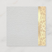 Gold Foil Metallic Trim Damask White Leather Quadratische Visitenkarte (Rückseite)