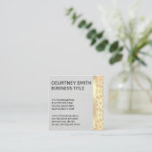 Gold Foil Metallic Trim Damask White Leather Quadratische Visitenkarte (Stehend Vorderseite)
