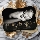 Gold Foil Modern Bold Cross Christening Religious Einladung